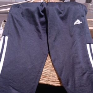 Adidas Kids Dark BLACK Joggers with White Stripes